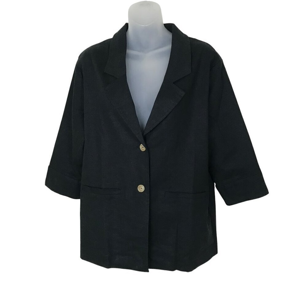 NWT Moussy Black Linen Blend Blazer Size F one size